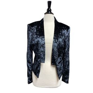 Decree Black Velour Crop Long Sleeve Blazer NWT